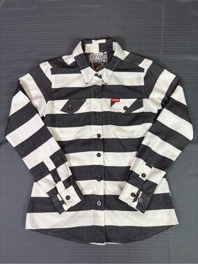 Dixxon Flannel Co The Tracker Women’s Small Black White Stripe Button Up Shirt